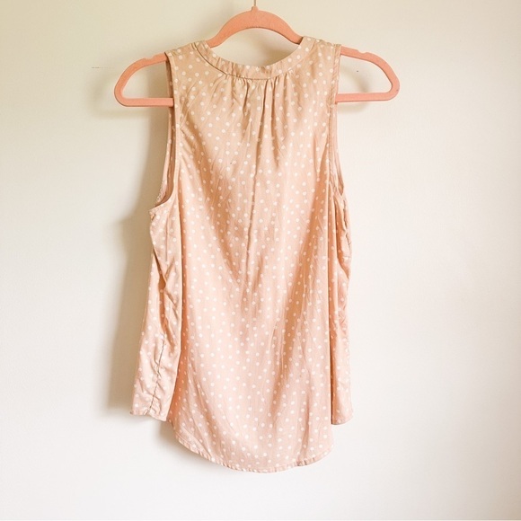 NWT A New Day cream Tan White Polka Dot Sleeveless Top sz Small - Picture 3 of 5